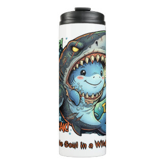 A Gentle Soul in a Wild Mask Cute Shark Thermal Tumbler