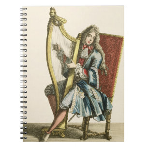 A gentleman playing the harp (engraving) notebook