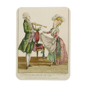 A gentleman playing the violin while a lady dances magnet