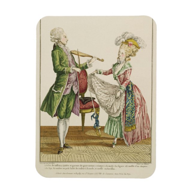 A gentleman playing the violin while a lady dances magnet (Vertical)