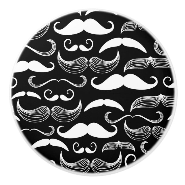 A Gentlemen's Club. Moustache pattern Ceramic Knob (Front)