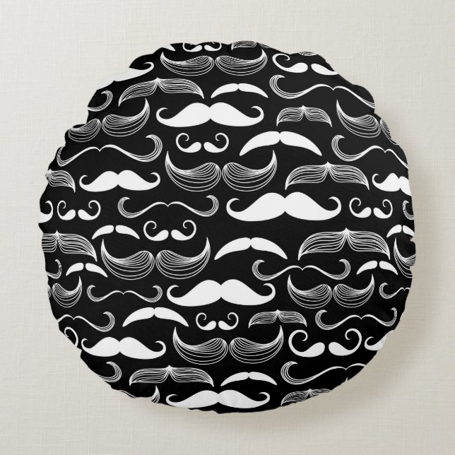 A Gentlemen's Club. Moustache pattern Round Cushion (Front)