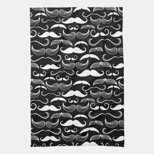 A Gentlemen's Club. Moustache pattern Tea Towel (Vertical)