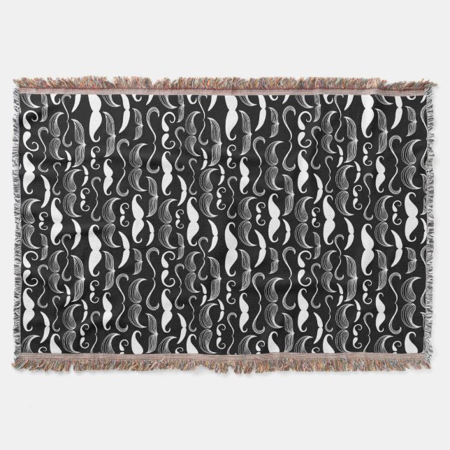 A Gentlemen's Club. Moustache pattern Throw Blanket (Front)