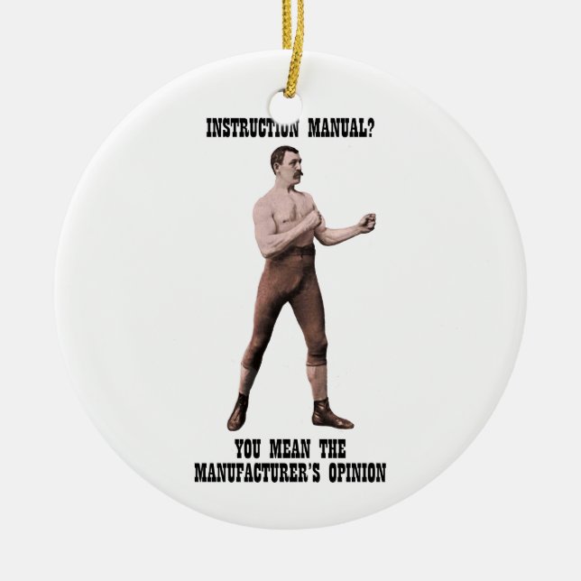 A Genuine Overly Manly Man Ceramic Tree Decoration (Front)