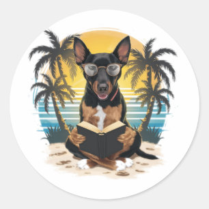 A German pull dog wearing horn-rimmed glasses  Classic Round Sticker