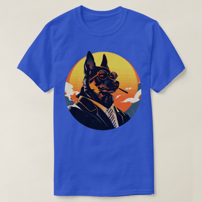 A German Shepherd spy dog circle portrait T-Shirt (Design Front)