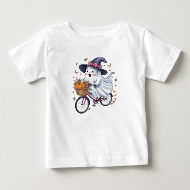 A ghost riding a bicycle baby T-Shirt (Front)