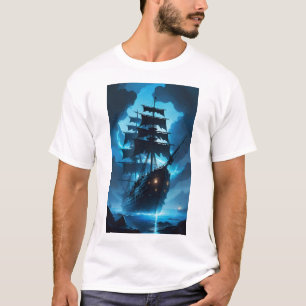 a ghost ship, a pirate ship, a foggy ship, the Fly T-Shirt