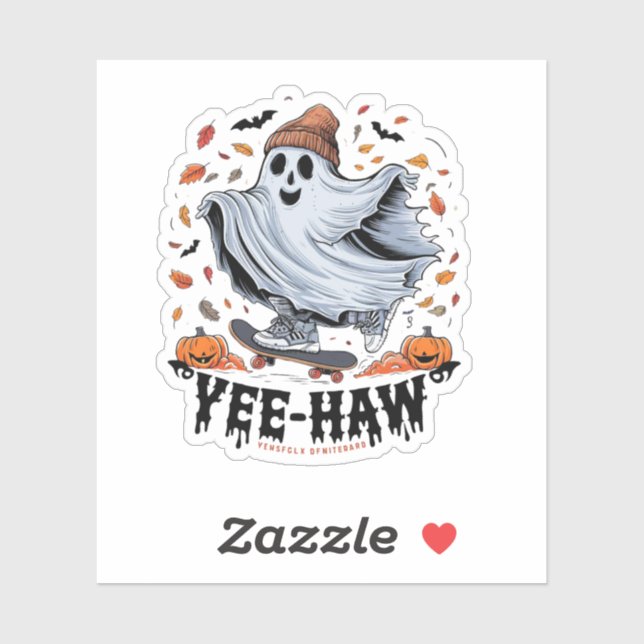 A ghost skateboarding through a flurry of autumn l (Sheet)