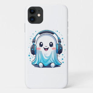 A ghost with headphones on iPhone 11 case
