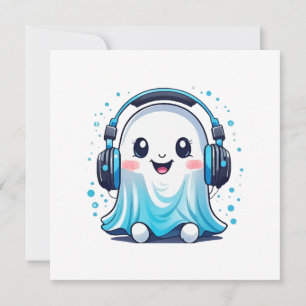 A ghost with headphones on invitation