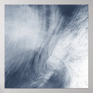 A giant whirlpool cloud swirls above the sea poster