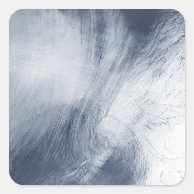 A giant whirlpool cloud swirls above the sea square sticker (Front)