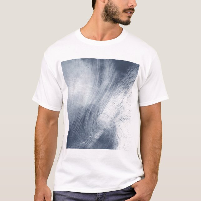 A giant whirlpool cloud swirls above the sea T-Shirt (Front)