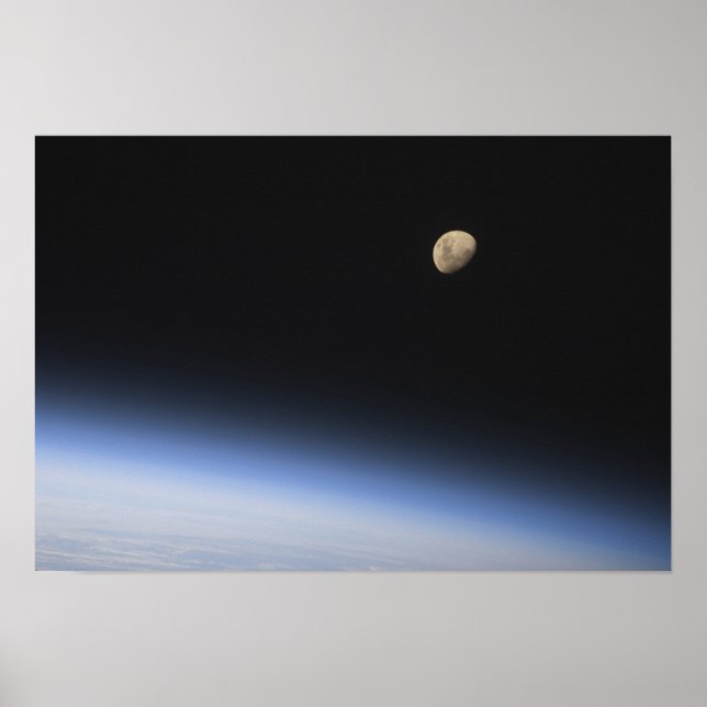 A gibbous moon visible above Earth's atmosphere 2 Poster (Front)