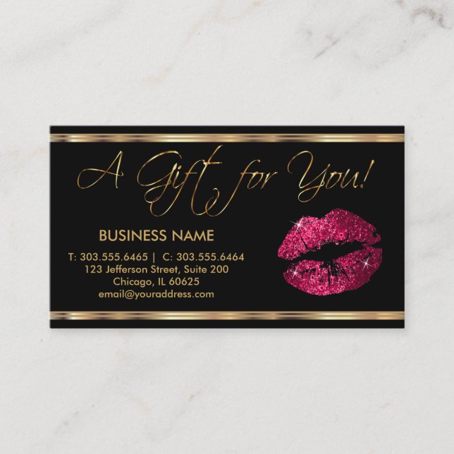 A Gift Certificate Hot Pink Lipstick Business (Front)