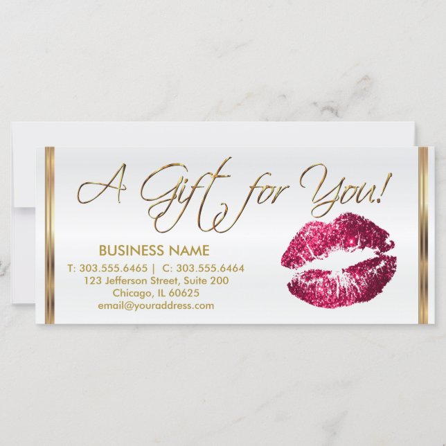 *A Gift Certificate Hot Pink Lipstick Business 2 (Front)