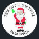 A Gift For To and From Santa Gift Tag<br><div class="desc">Cute hand drawn cartoon whimsical holiday festive Santa to and from gift tag sticker. Just add a name in the personalise area!</div>