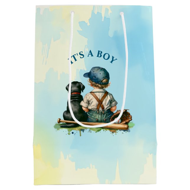 A Gift for You  | Baseball Themed Baby Shower Medium Gift Bag (Back)