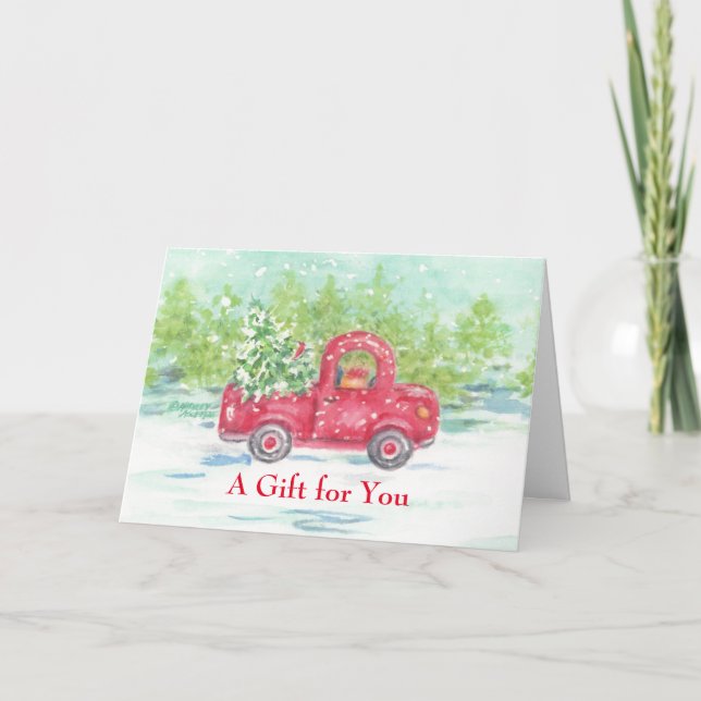 A Gift For You Christmas Red Truck Greeting Card (Front)