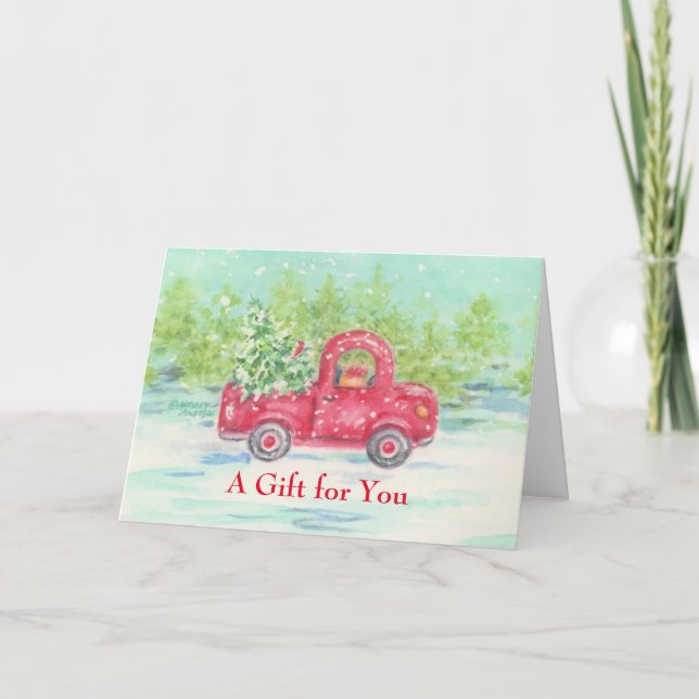 A Gift For You Christmas Red Truck Greeting Card (Front)