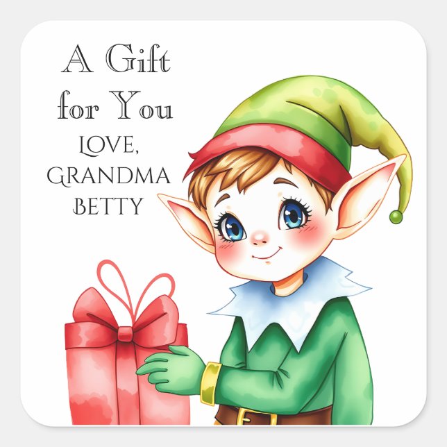 A Gift for You | Personalised Christmas Square Sticker (Front)