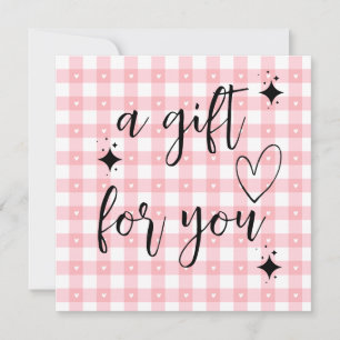 A Gift for You Pink Gingham Card Cute Cottagecor