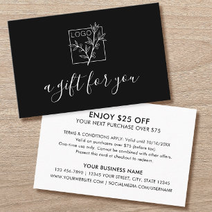 A Gift For You Shopping Custom Logo Black Business Card