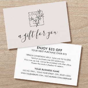 A Gift For You Shopping Custom Logo Off-White Business Card