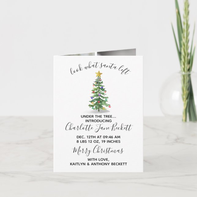 A Gift From Santa | 6 Photo Christmas Birth Holiday Card (Front)