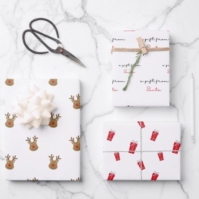 A Gift From Santa Cute Christmas  Wrapping Paper Sheet (Front)