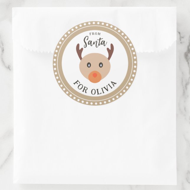 A Gift From Santa Cute Reindeer Christmas Sticker (Bag)