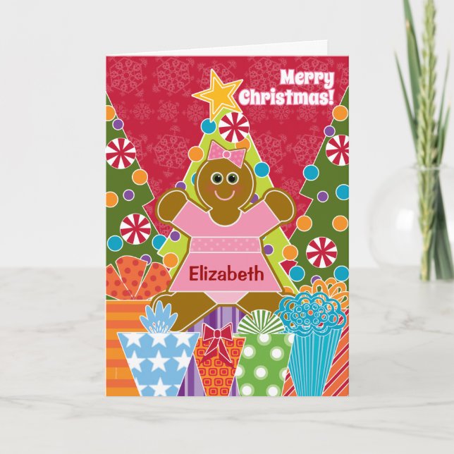 A Gingerbread Girl for Christmas Add a Name Holiday Card (Front)