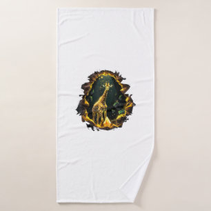 A Giraffe Inside An Archway Decorated With Shiny C Bath Towel