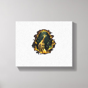 A Giraffe Inside An Archway Decorated With Shiny C Canvas Print