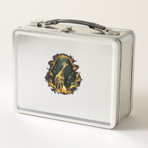A Giraffe Inside An Archway Decorated With Shiny C Metal Lunch Box