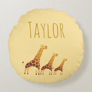 A Giraffe Safari Adventure Round Cushion