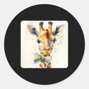 A Giraffe With A Bow Tie Fashion Fashionable Anima Classic Round Sticker