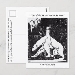 A girl and a bear Vintage fairytale illustration Postcard