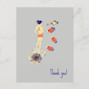 A girl and fish postcard