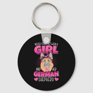 A Girl And German Shepherd Key Ring