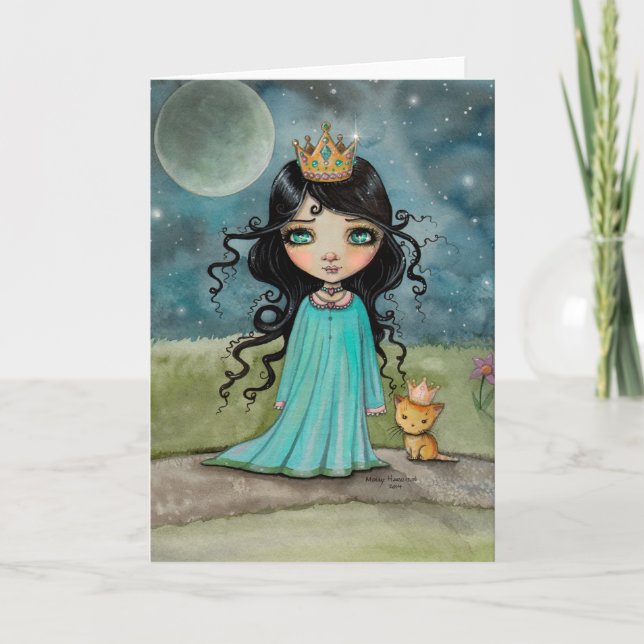 A Girl and Her Cat Little Princess Big Eye Art Card (Front)