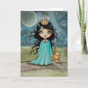 A Girl and Her Cat Little Princess Big Eye Art Card