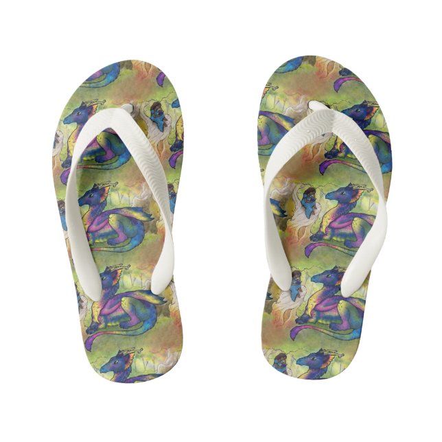 A Girl and Her Dragon Kid's Flip Flops (Footbed)