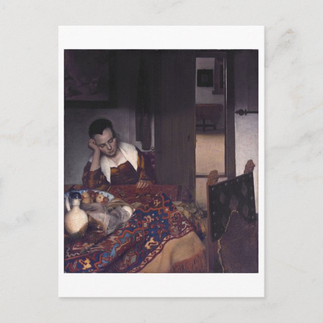 A Girl Asleep by Johannes Vermeer Postcard (Front)
