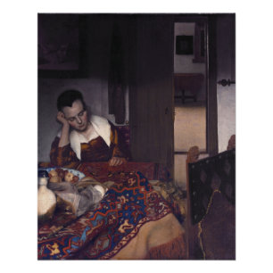 A Girl Asleep by Johannes Vermeer Poster