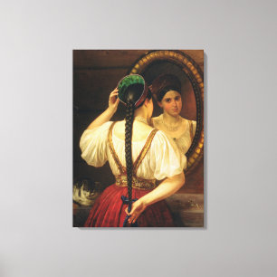 A girl at the mirror, 1848 canvas print