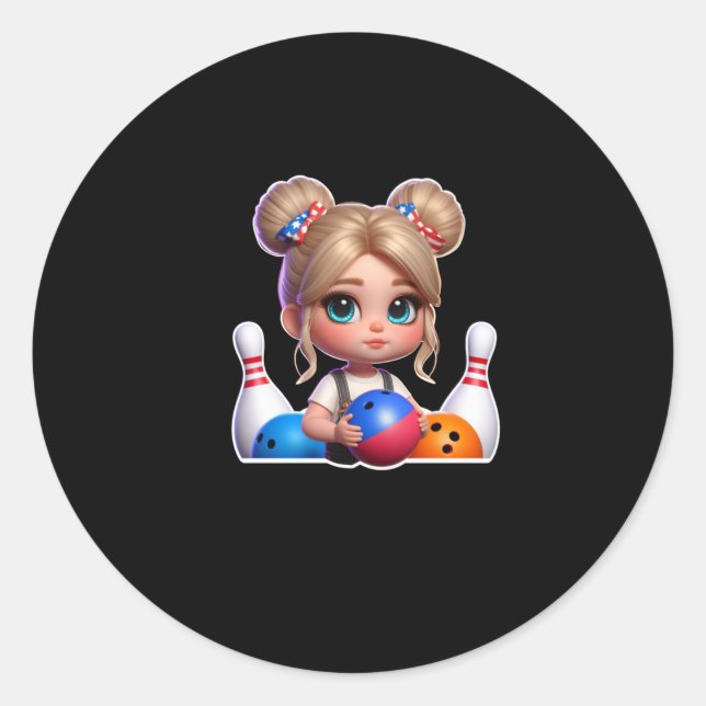 A Girl Bowling Sport Sticker  (Front)