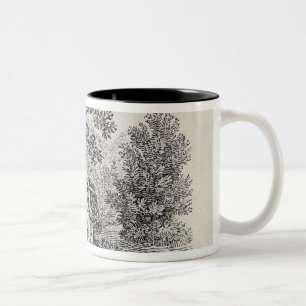 A Girl Gathering Flowers Two-Tone Coffee Mug